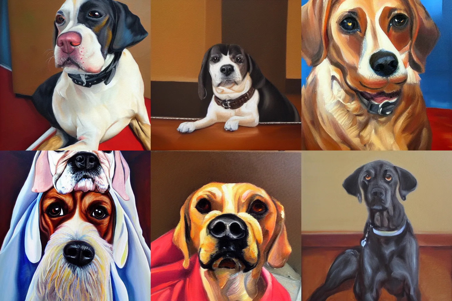 Prompt: a doggie judge,highly details,oil painting