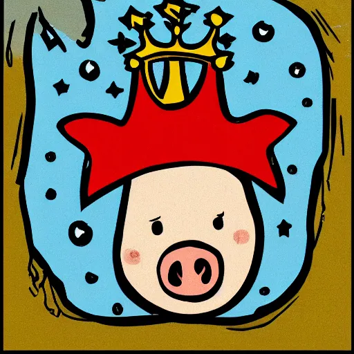 Prompt: pig in a crown, Saturday morning cartoon, illustration, detailed, zoom out