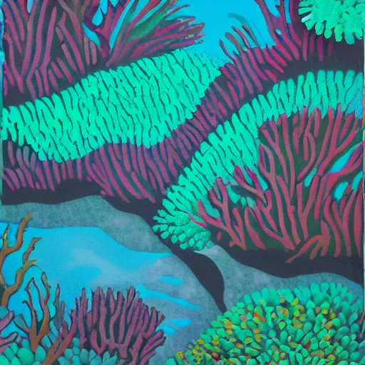 Image similar to coral reef, acrylic, 2d, minimalistic