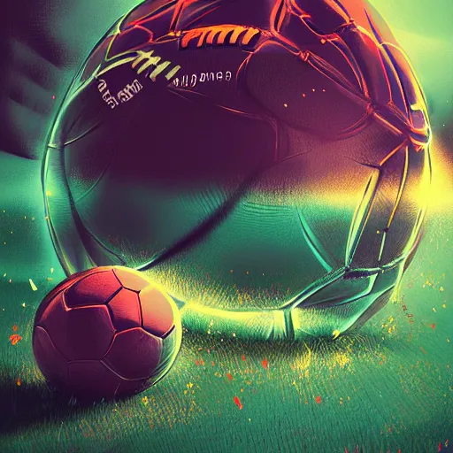 Image similar to detailed illustration of a football ball by alena aenami and annato finnstark