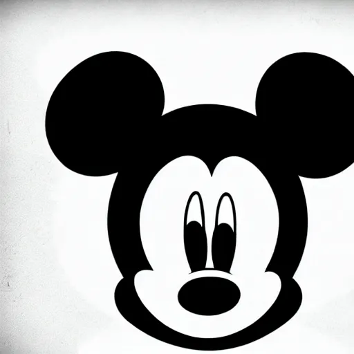 Prompt: Mickey Mouse face with three eyes, symmetrical, 1930's illustration