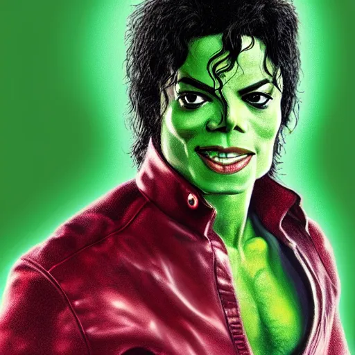 Image similar to a photo of michael jackson as the incredible hulk, hyperdetailed, artstation, digital art, photorealism, accurate, 8k,