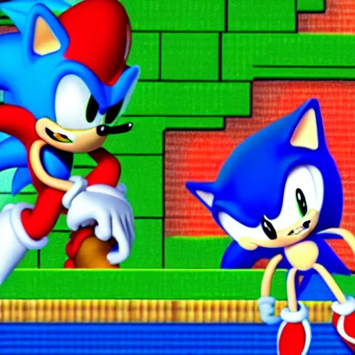 game still sprites of sonic and tails in sonic the, Stable Diffusion