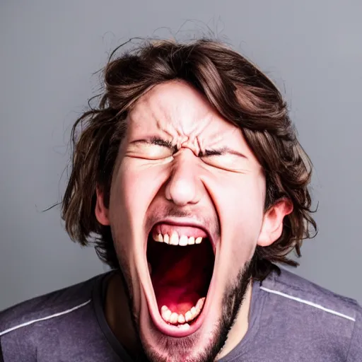 Prompt: photo of generic human face screaming in pain