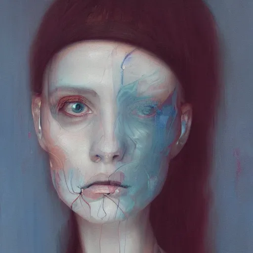 Prompt: ghostly female portrait in detail in oil paint by james jean,