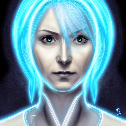 Image similar to digital portrait of cortana from halo, by janrockitnik