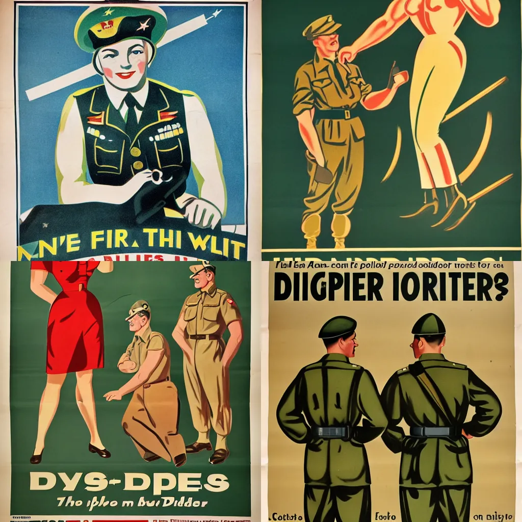 Prompt: 1940s propaganda poster about how soldiers should wear dipers