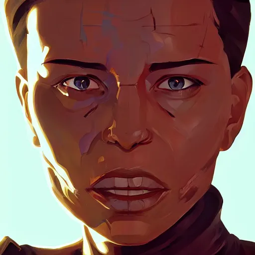 Image similar to face icon stylized minimalist terminator dark fate, loftis, cory behance hd by jesper ejsing, by rhads, makoto shinkai and lois van baarle, ilya kuvshinov, rossdraws global illumination