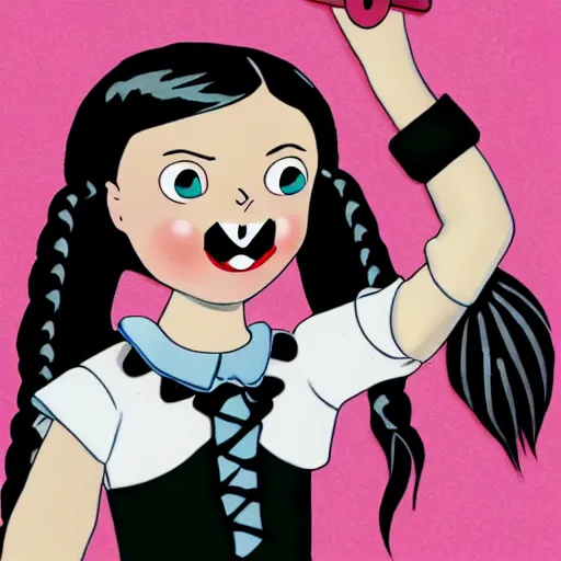 Prompt: Wednesday Addams doing TikTok dances