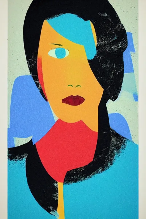 Prompt: A abstract portrait painting in the style of Tatsuro Kiuchi, beautiful woman, flat colour-block style, soft organic abstraction, scandinavian art colours