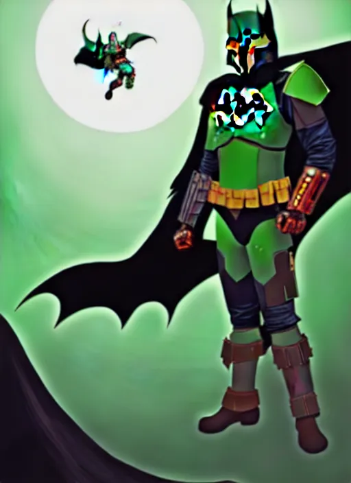 Image similar to batman x boba fett, digital art, character mashup, epic lighting, combination art