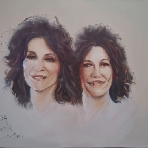 Prompt: a messy painting of twin sisters. Wendy and Susannah Melvoin. Trending on ArtStation