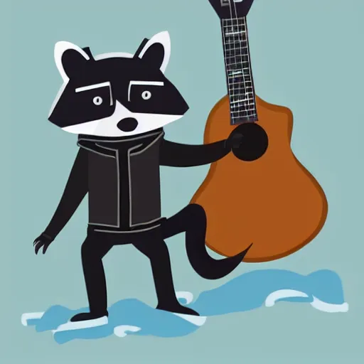 Image similar to a raccoon wearing a leather jacket playing electric guitar