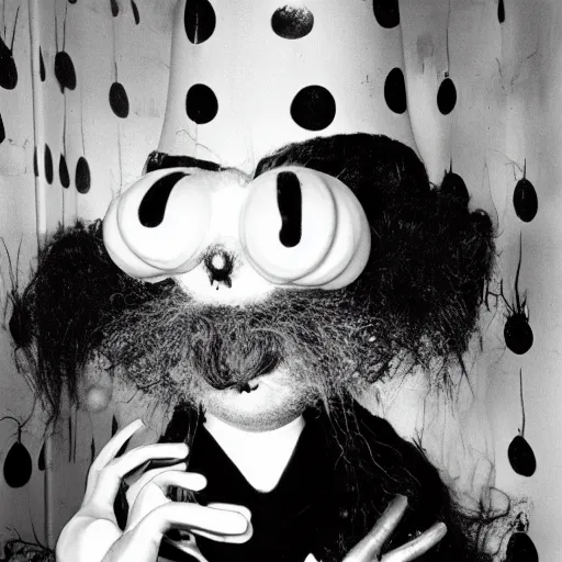 Prompt: a black and white photograph by gary baseman, robert crumb, jim henson, photorealistic, surreal, high contrast, film photography