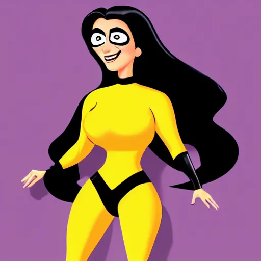 Prompt: kim kardashian as elastic girl from the incredibles, digital art