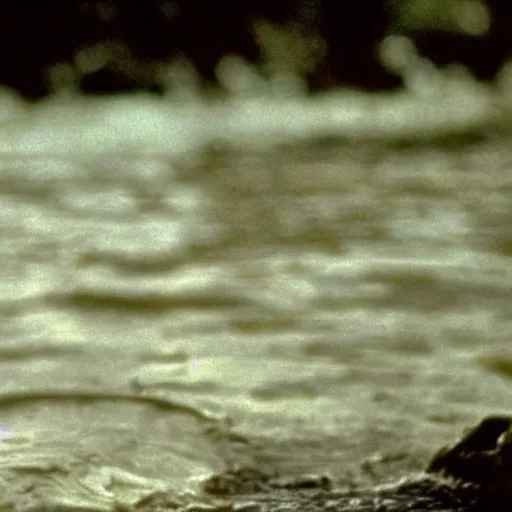 Image similar to film still, close up, joe biden rising out of muddy vietnam river, low camera angle at water level, from apocalypse now ( 1 9 7 9 ), 2 6 mm,