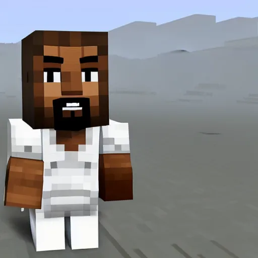 Image similar to kanye west shows everyone his minecraft skin that he made