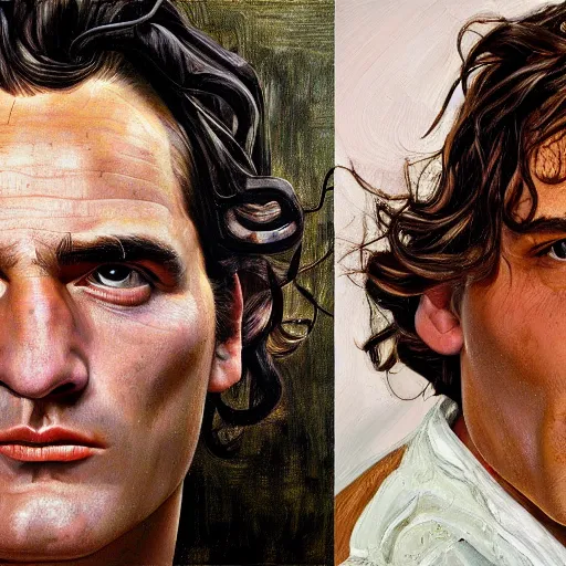 Image similar to high quality high detail painting by lucian freud, hd, portrait of joaquin phoenix