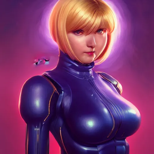 Image similar to portrait of Zero suit Samus as League of Legends character, digital illustration portrait, dark fantasy, medium shot, intricate, elegant, highly detailed, digital painting, volumetric light, artstation, concept art, smooth, sharp focus, illustration, art by Gil Elvgren and Greg Rutkowski and Alphonse Mucha