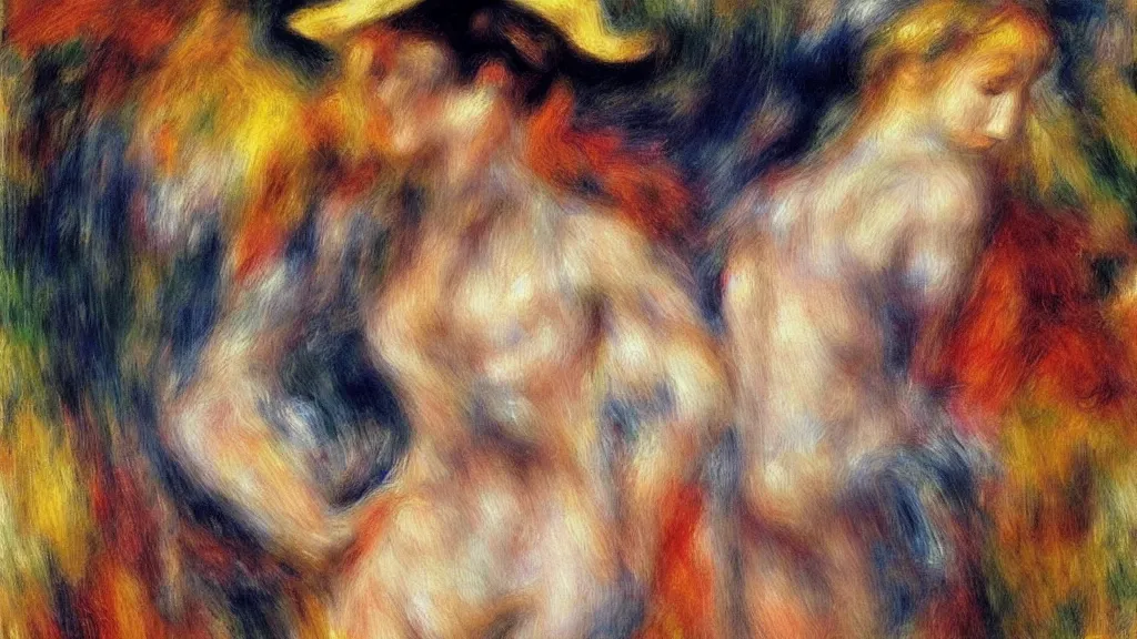 Image similar to abstract art painting, figures, lines, forms, geometry in style of pierre - auguste renoir, fotorealistic, high details,