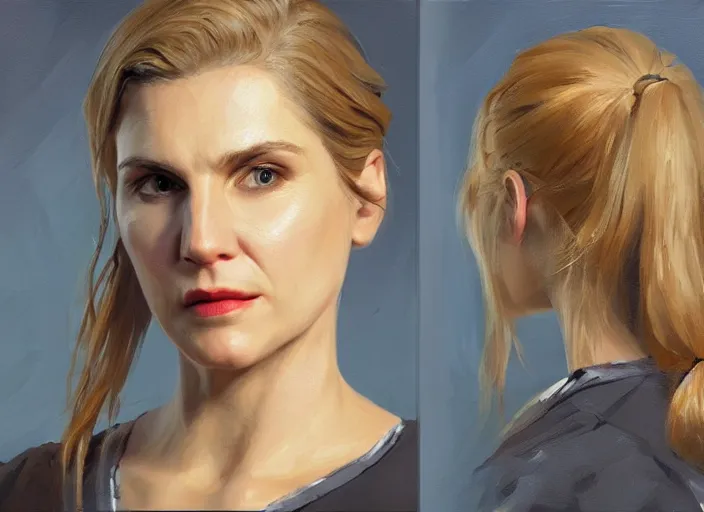 Image similar to concept art of kim wexler, oil painting by jama jurabaev, extremely detailed, brush hard, artstation, for aaa game, high quality, brush stroke