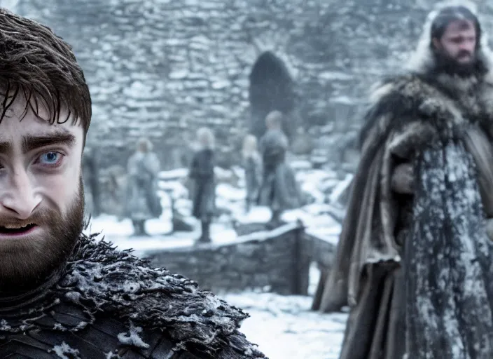 Image similar to daniel radcliffe as gelthinors in game of thrones, live action film, cinematic photo, clear hd image