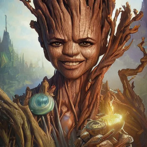 Prompt: Graffiti of a Groot, fantasy, intricate, elegant, highly detailed, digital painting, artstation, concept art, smooth, sharp focus, illustration, art by artgerm and greg rutkowski and alphonse mucha