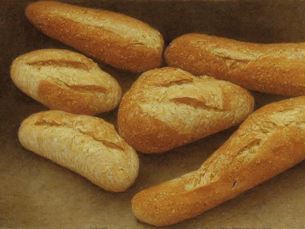 Prompt: bread baguette rotten and moldy. painting by henri fantin - latour