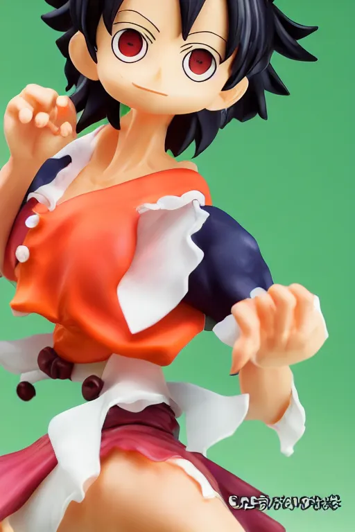 Image similar to figurine of luffy wearing an elegant summer blouse, personification, official store photo, commercial photo, featured on amiami, lovecraftian, 8 k, 8 5 mm, beautiful composition