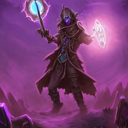 Image similar to a necromancer holding a bone staff, an army of undead rising from the ground in the background, violet theme, hearthstone art style, epic fantasy style art, fantasy epic digital art, epic fantasy card game art