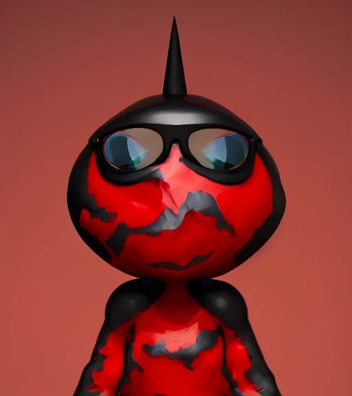 Image similar to a sculpture of cute wizard black red 3 d by jeff koons ray tracing, octane redner brilliantly coloured, trending on artstation, unreal engine, hdr, polished