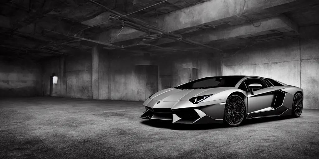 Image similar to Black Color Of A Lamborghini Aventador, unreal 5, hyperrealistic, realistic, photorealistic, dynamic lighting, highly detailed, cinematic landscape, studio landscape, studio lighting