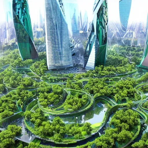 Image similar to green futuristic city