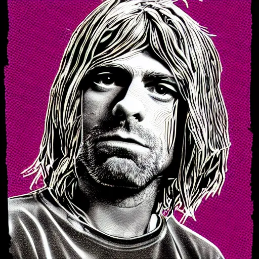 Image similar to graphic illustration, creative design, kurt cobain, biopunk, francis bacon, highly detailed, hunter s thompson, mixed media