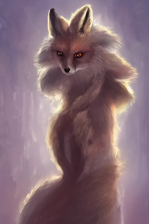 Image similar to an anthropomorphic medieval fox with a fluffy tail, backlighting, trending on artstation, digital art, furry art, trending on furaffinity, fantasy art, by kawacy