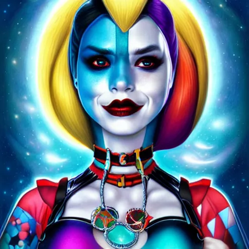 Image similar to harley quinn as a cosmic fractal, pixar style, by tristan eaton stanley artgerm and tom bagshaw.