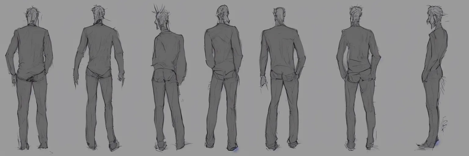 Image similar to male character study of male tori spelling, clear faces, screenwriter, introvert, outsider, geek, disturbed, emotional, character sheet, fine details, concept design, contrast, kim jung gi, pixar and da vinci, trending on artstation, 8 k, full body and head, turnaround, front view, back view, ultra wide angle