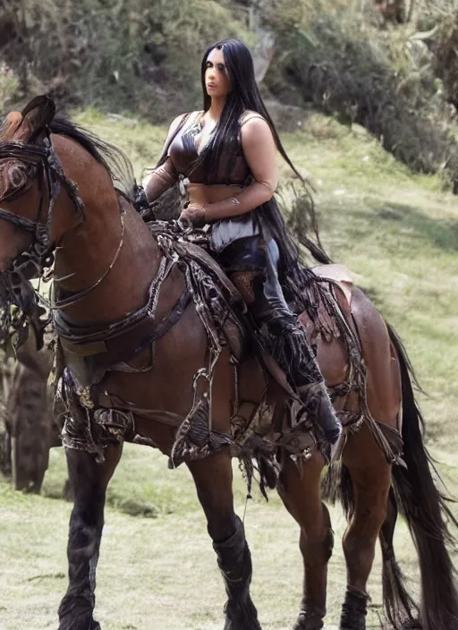 Image similar to movie still of kim kardashian as xena