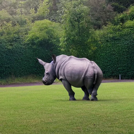 Prompt: rhinoceros playing badminton, photo