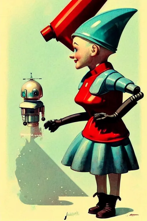 Image similar to ( ( ( ( ( 1 9 5 0 s retro future android robot knome maid. muted colors. childrens layout, ) ) ) ) ) by jean - baptiste monge,!!!!!!!!!!!!!!!!!!!!!!!!!