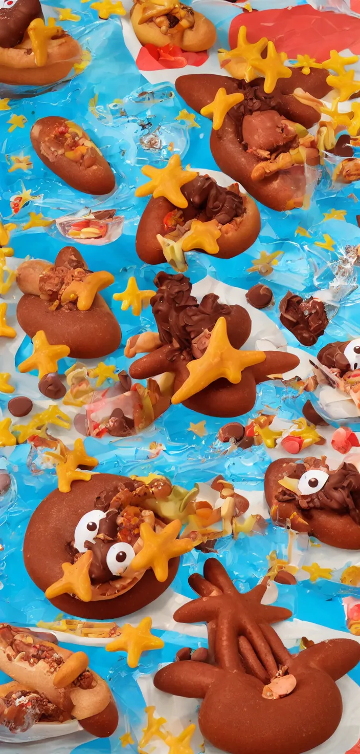 Image similar to chocolate starfish and the hot-dog flavoured water