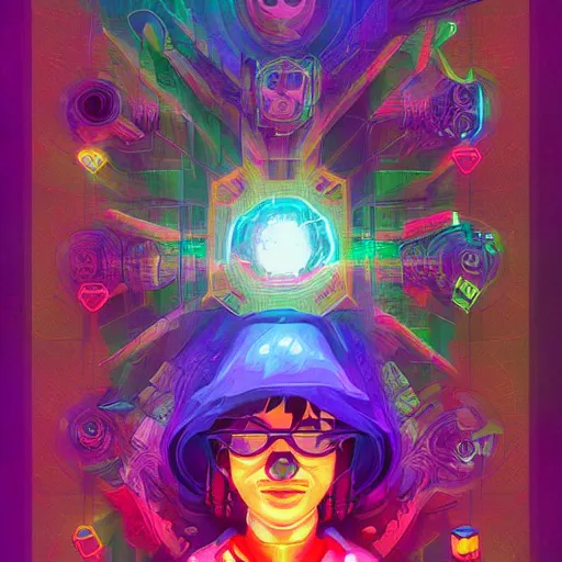 Image similar to skill magic geek inside matrix deepdream radiating a glowing aura stuff loot legends stylized digital illustration video game icon artstation lois van baarle, ilya kuvshinov, rossdraws,