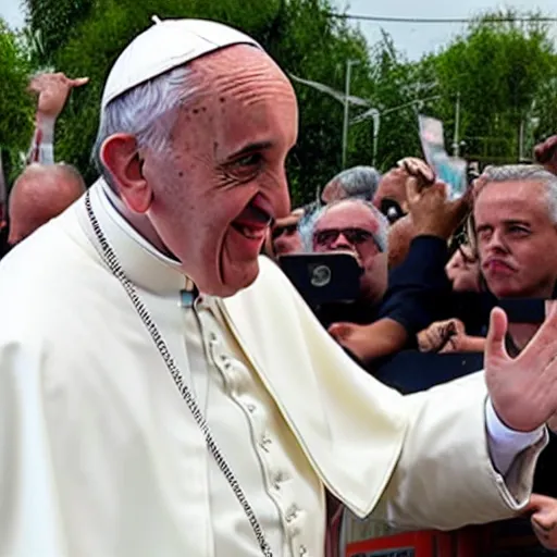 Prompt: pope Francis at the rimini gay pride