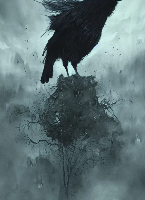 Prompt: book cover for the novel 'Crow of the Witch Hunt', watercolor, dramatic lighting, cinematic, establishing shot, extremely high detail, foto realistic, cinematic lighting, digital art, vector, by Yoshitaka Amano, Ruan Jia, Kentaro Miura, Artgerm, post processed, concept art, artstation, matte painting, style by eddie mendoza, raphael lacoste, alex ross