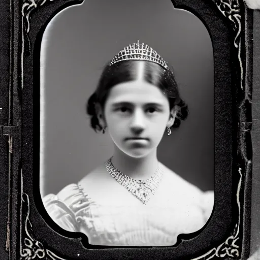 Image similar to clear photography of a beautiful and teenaged princess, circa 1 8 6 1