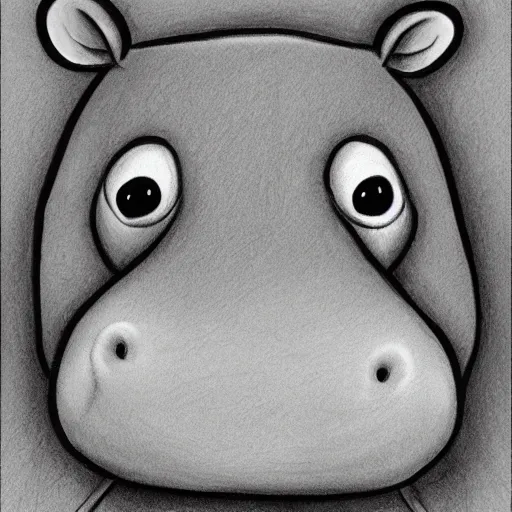 Prompt: sad hippo, child book drawing, super detailed, bad mood, trending on artstation