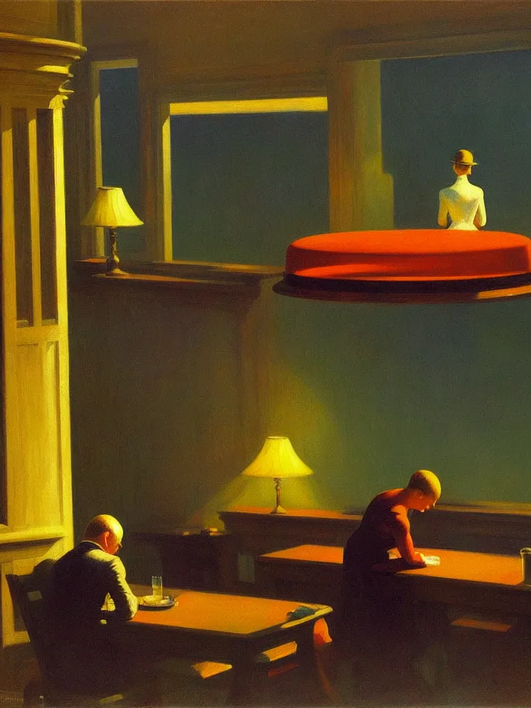 Image similar to Time will soon be born It is starting all the dawn And the world is moving towards Things like opposites and wars, intricate detailed oil painting, detailed illustration, oil painting, painterly feeling, centric composition by Edward hopper