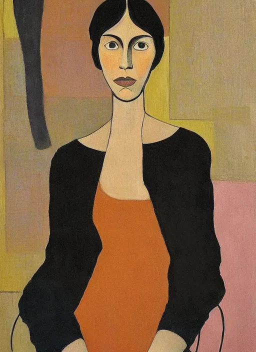 Prompt: a painted portrait of a modern women, art by felice casorati, aesthetically pleasing and harmonious natural colors, expressionism, fine day, portrait