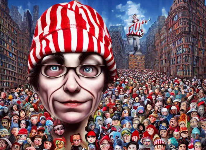 Image similar to where is waldo digital art, lowbrow, matte painting, 3 - d highly detailed, in the style of mark ryden,