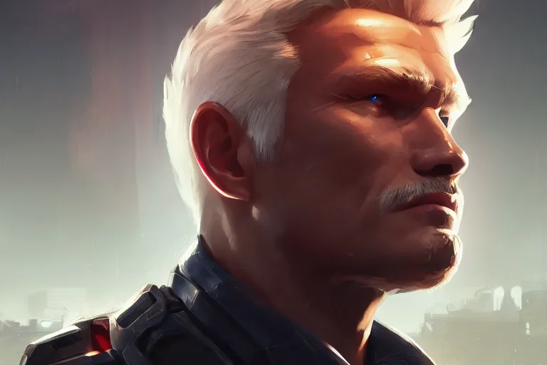 Image similar to amazing portrait of soldier : 7 6 from overwatch, league of legends splash art, deiv calviz, splash art, natural light, elegant, intricate, fantasy, atmospheric lighting, by greg rutkowski, league of legends splash art, hd wallpaper, ultra high details